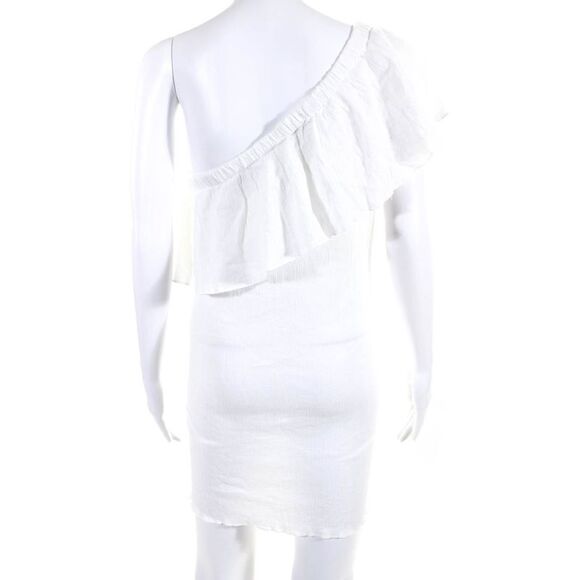 Milly Cabana Women's Asymmetrical One Shoulder Mini Dress White Size L - Picture 3 of 6